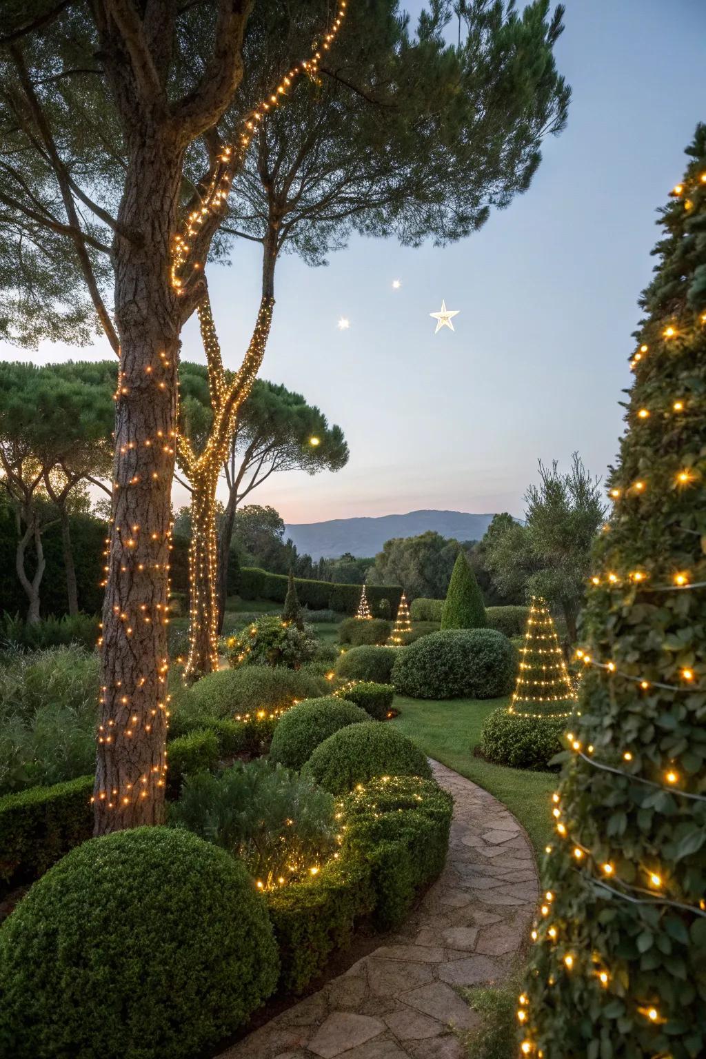 Add glamour to your garden with ribbon lighting.