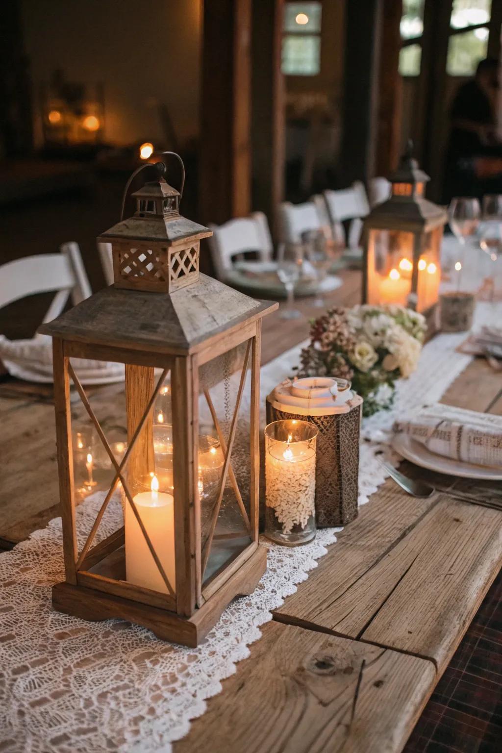 Timeless lamps adding a comforting radiance to the countryside main table.