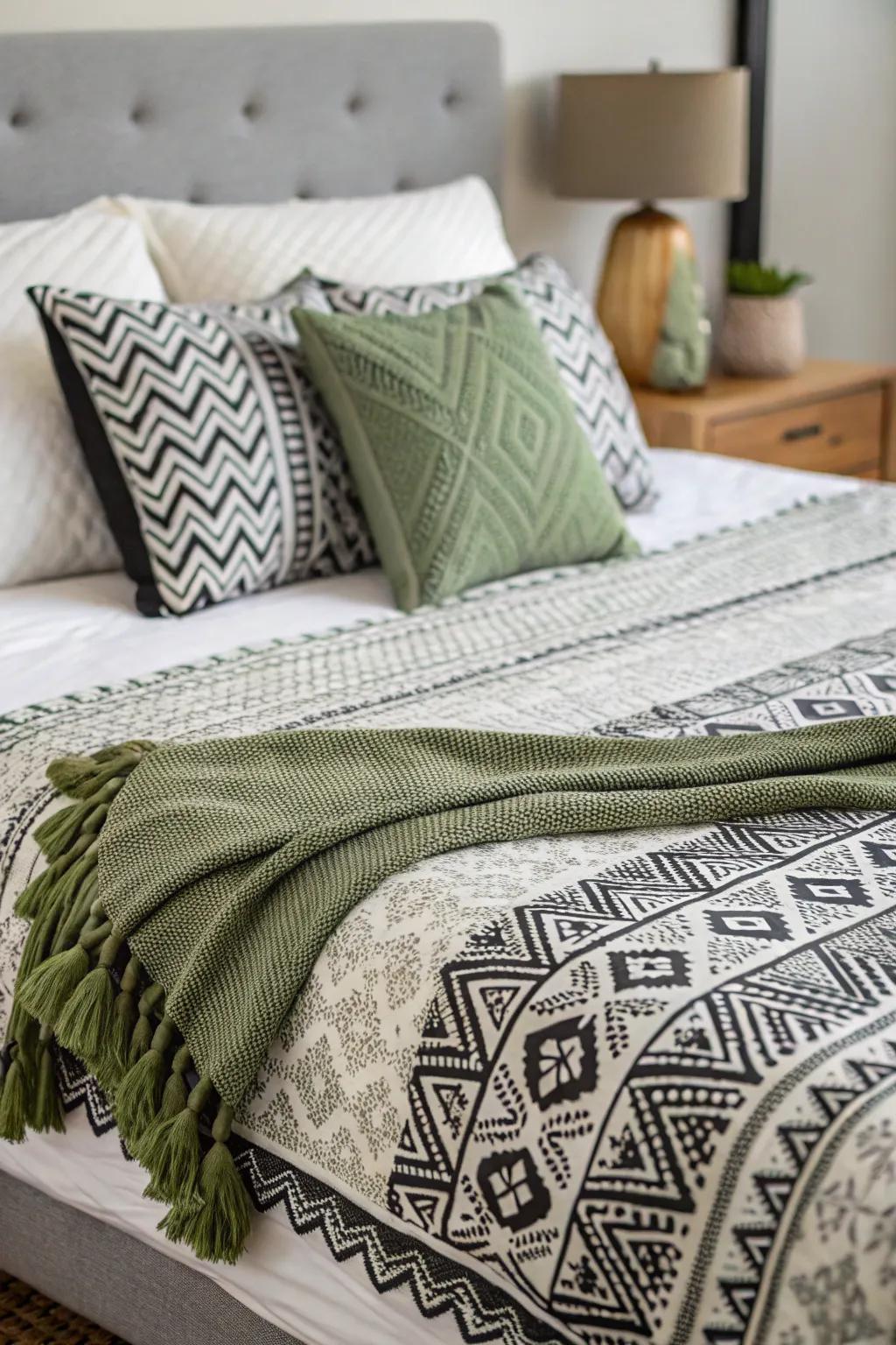 Textured textiles lend warmth and depth to a peaceful bedroom.
