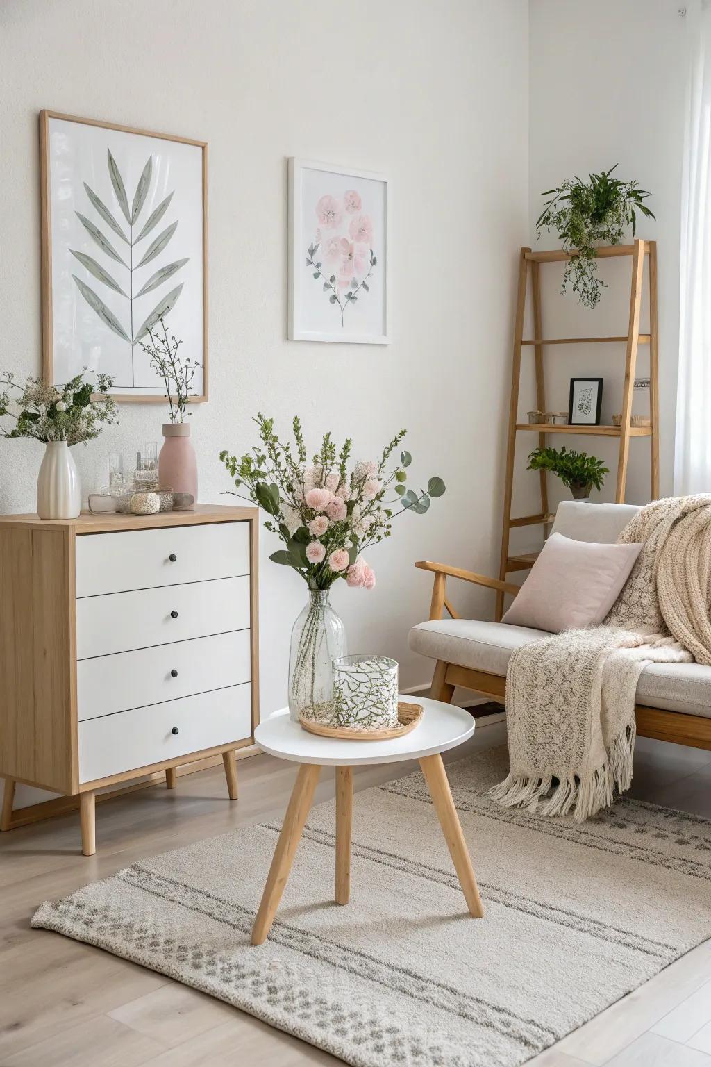 Simple decor improves the peace of this Scandinavian room.