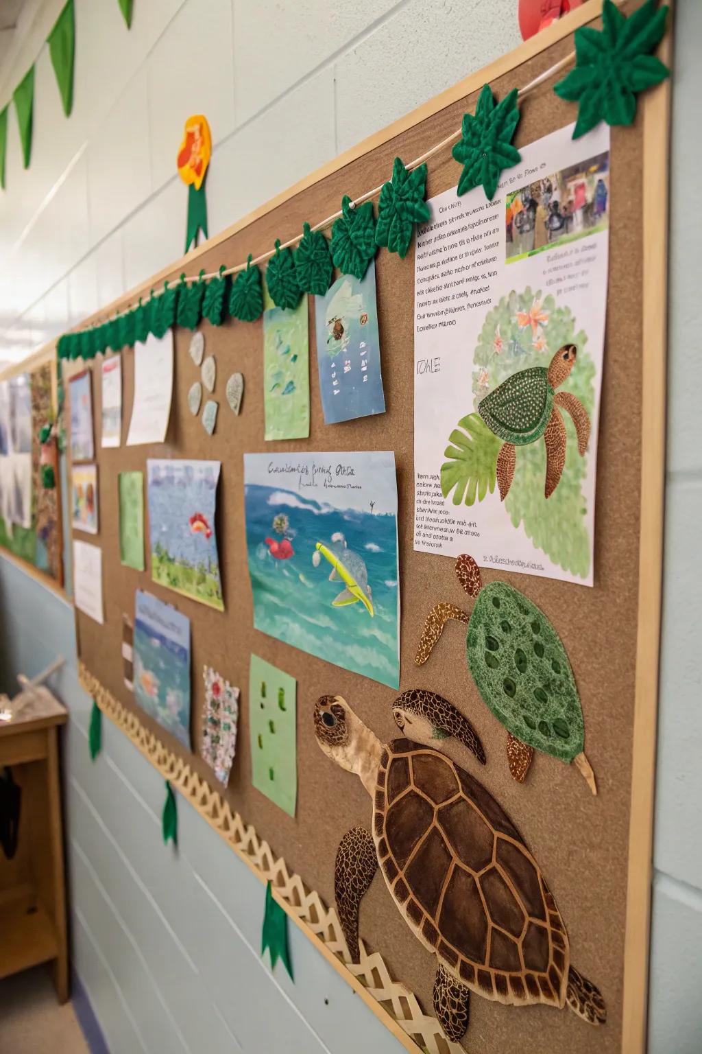 Establish a haven for sea turtles via your bulletin board.