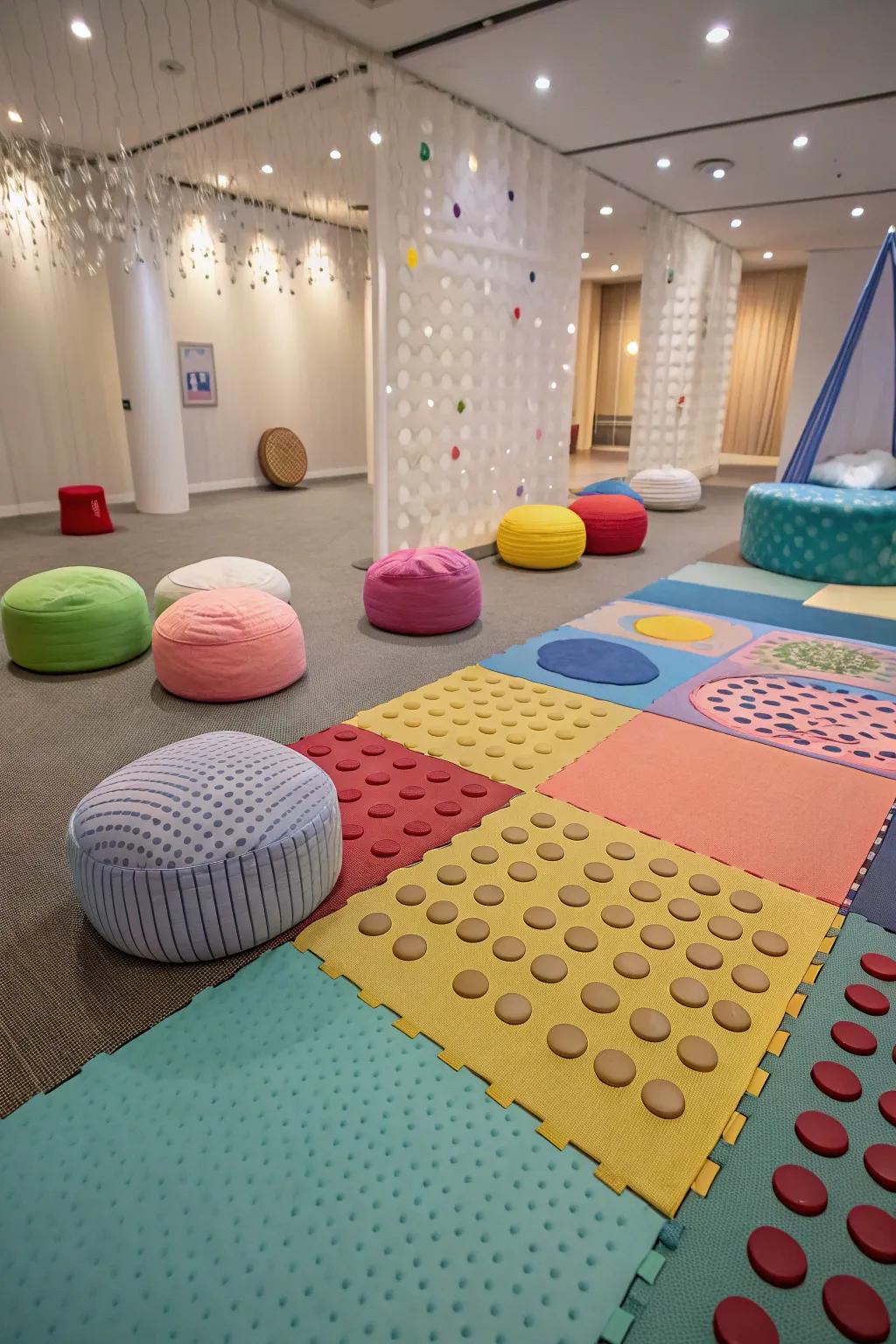 Textured floors invite playful discovery.