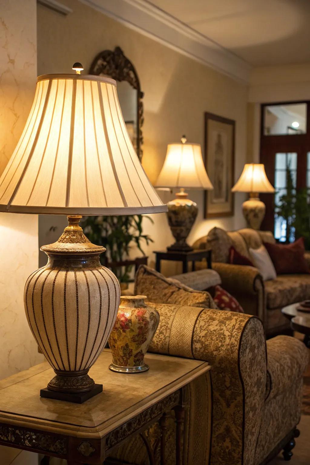 Warm lighting establishes a cozy ambiance.