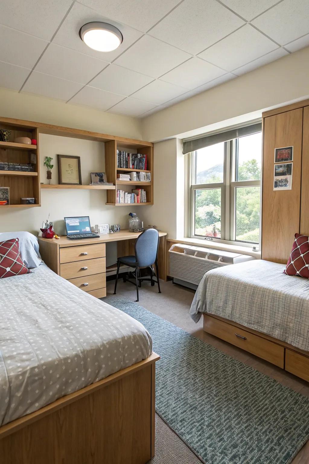 Adaptable arrangements enhance personal space in shared bedrooms.