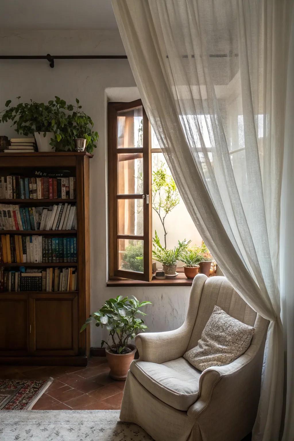 Different hanging styles of sheer curtains add character and enhance the decor of any space.