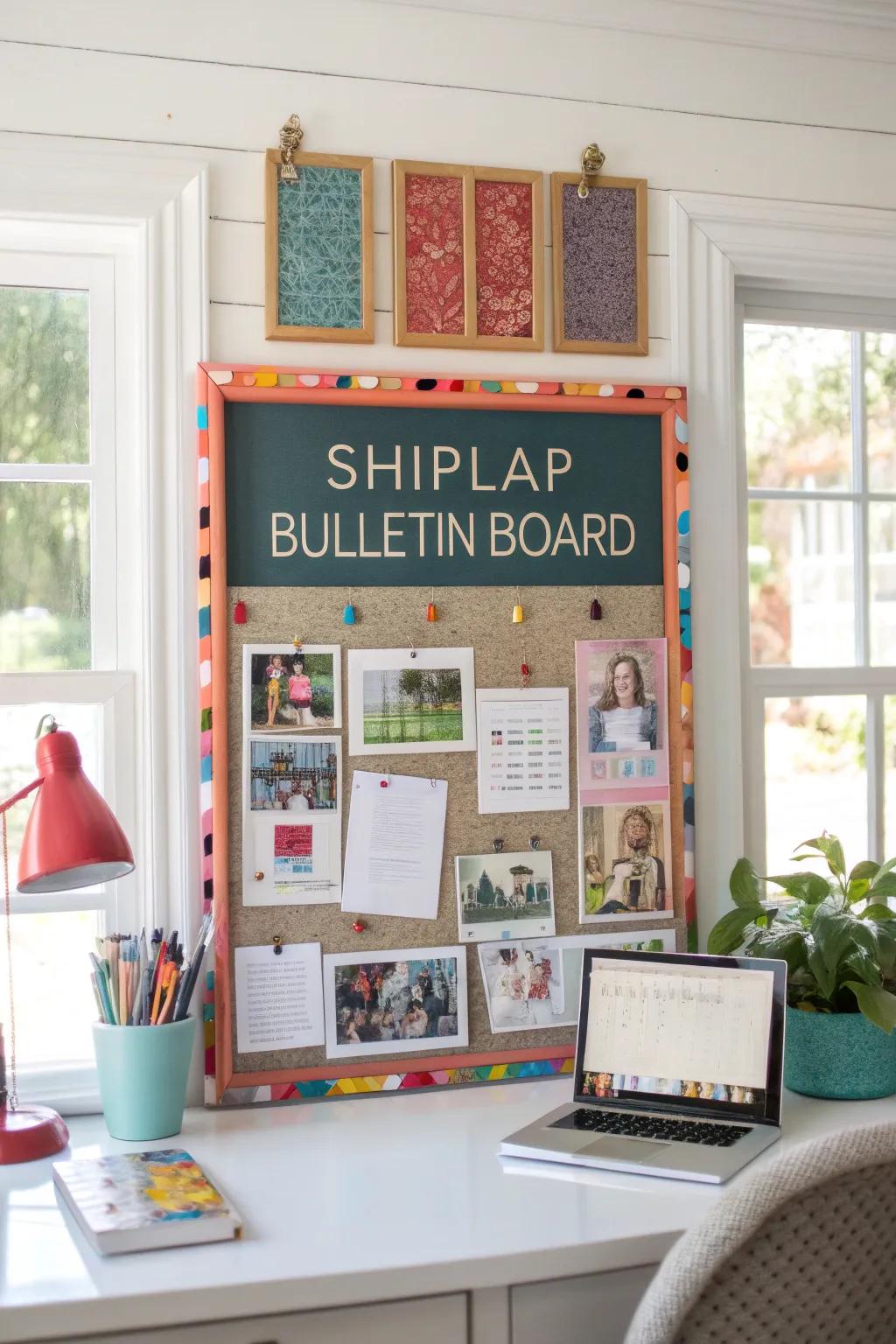 Inject a burst of happiness with colorful additions to your paneled pinboard.