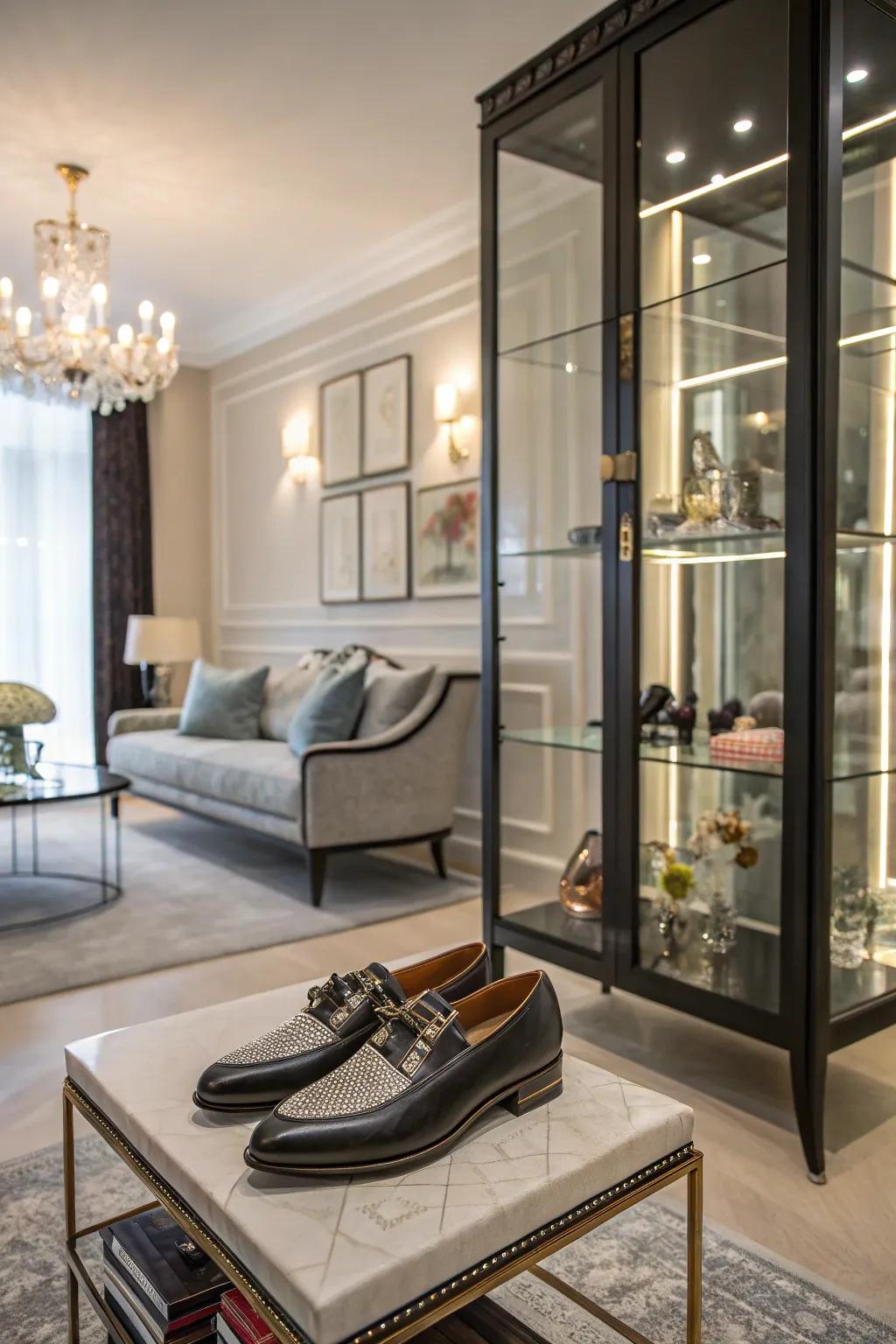 Transform your shoe collection into a decorative focal point.