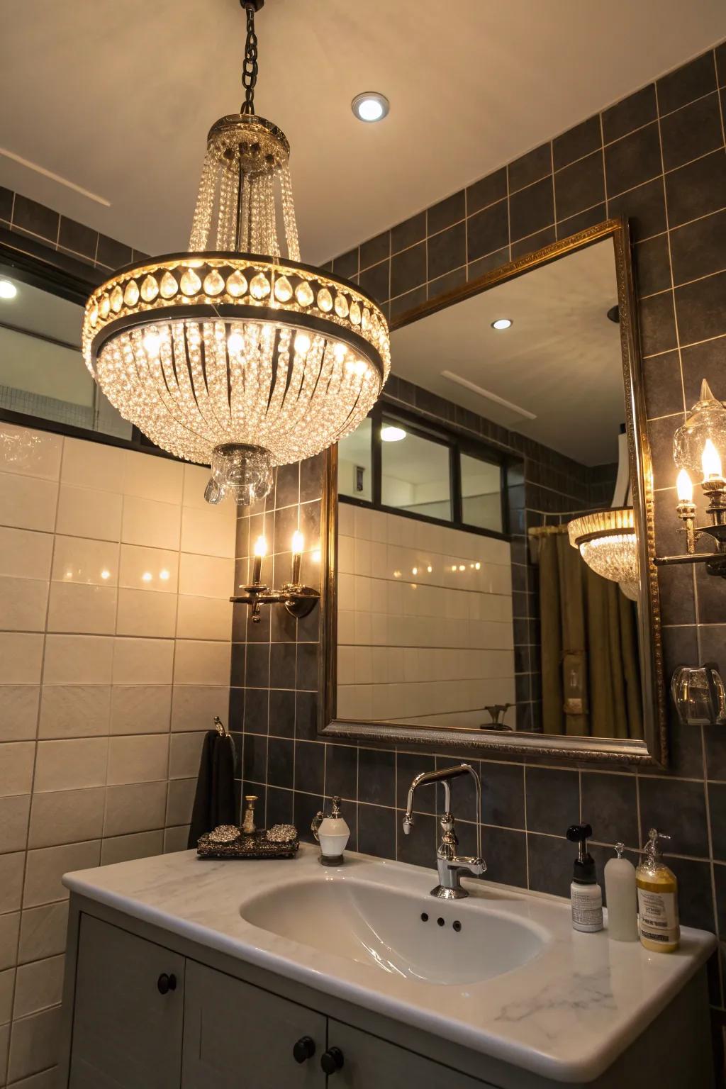 Creative illumination using a retro chandelier.