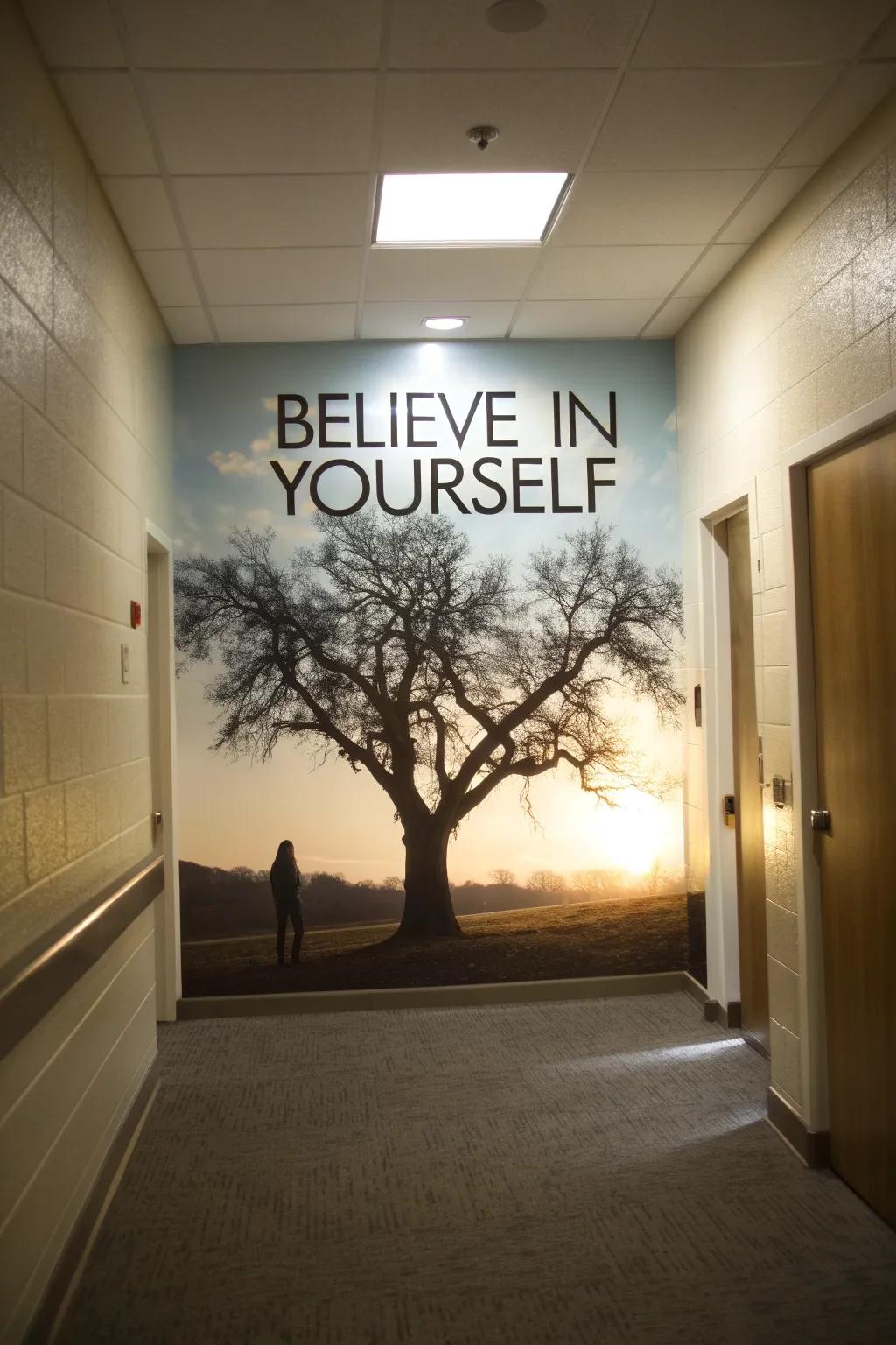 Script-enhanced tree shadow art inspires and uplifts.