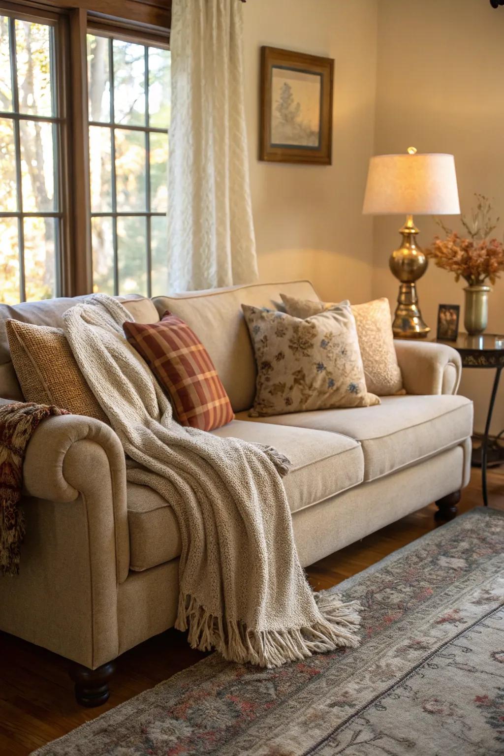 Relaxation and warmth are promoted by comfortable seating.
