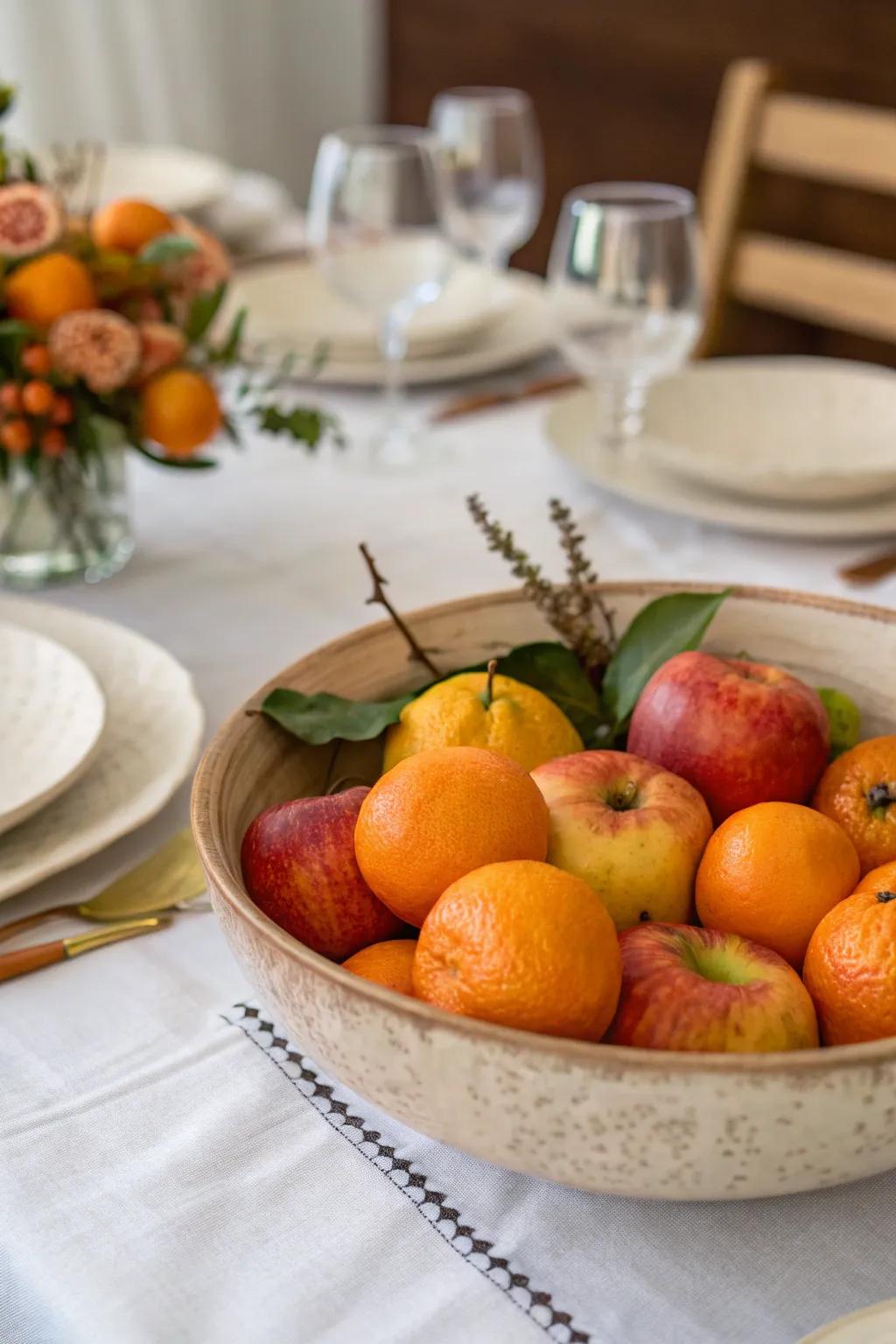 Seasonal fruits add color and freshness to the table.