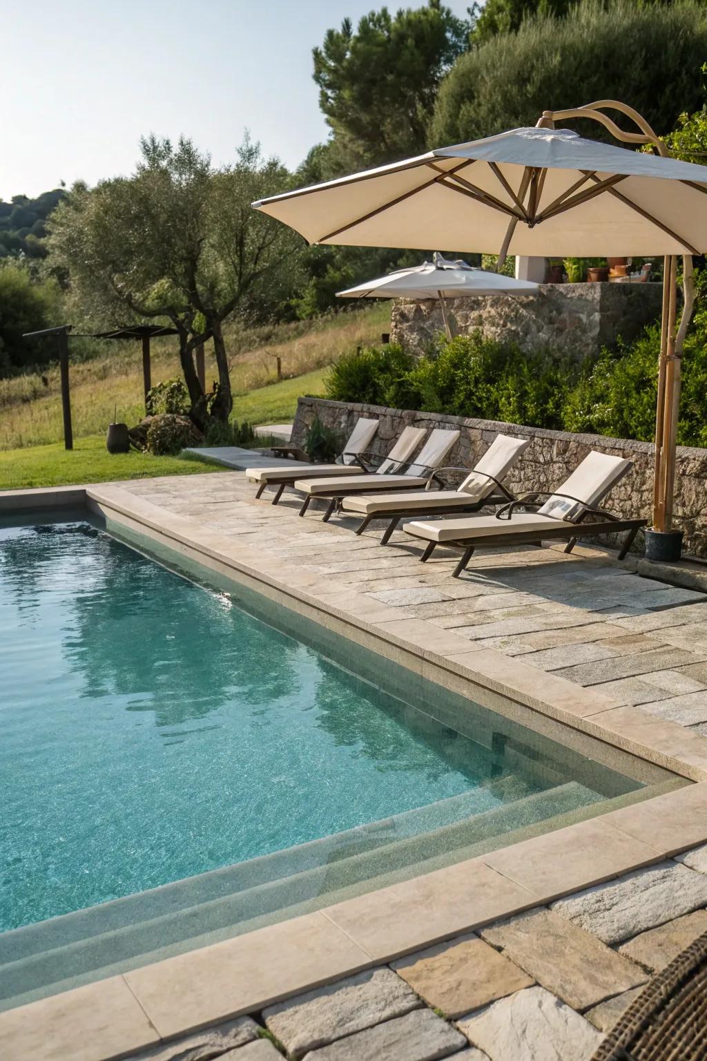 A comfortable lounge area perfect for relaxation by the pool.