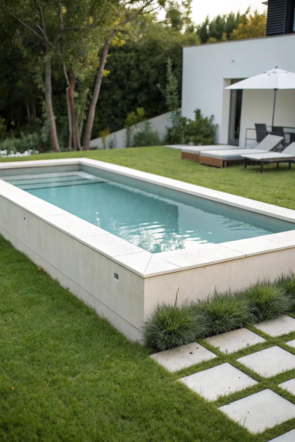 A chic and understated above-ground pool layout.