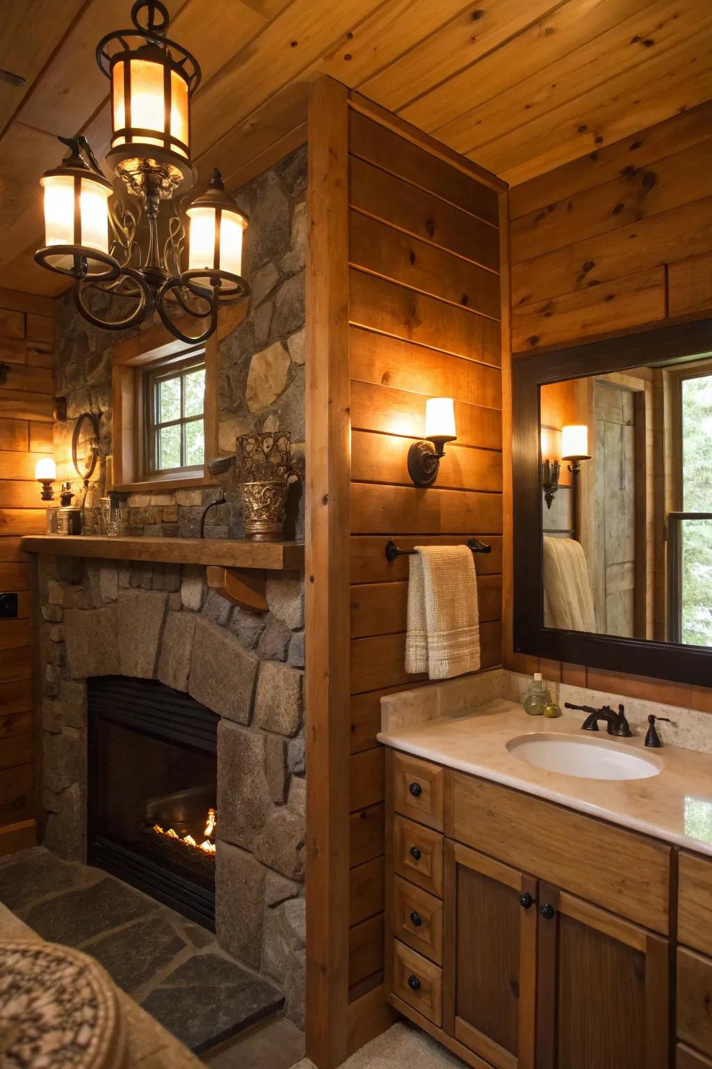 Warm lighting enriches the snug ambiance of the area.