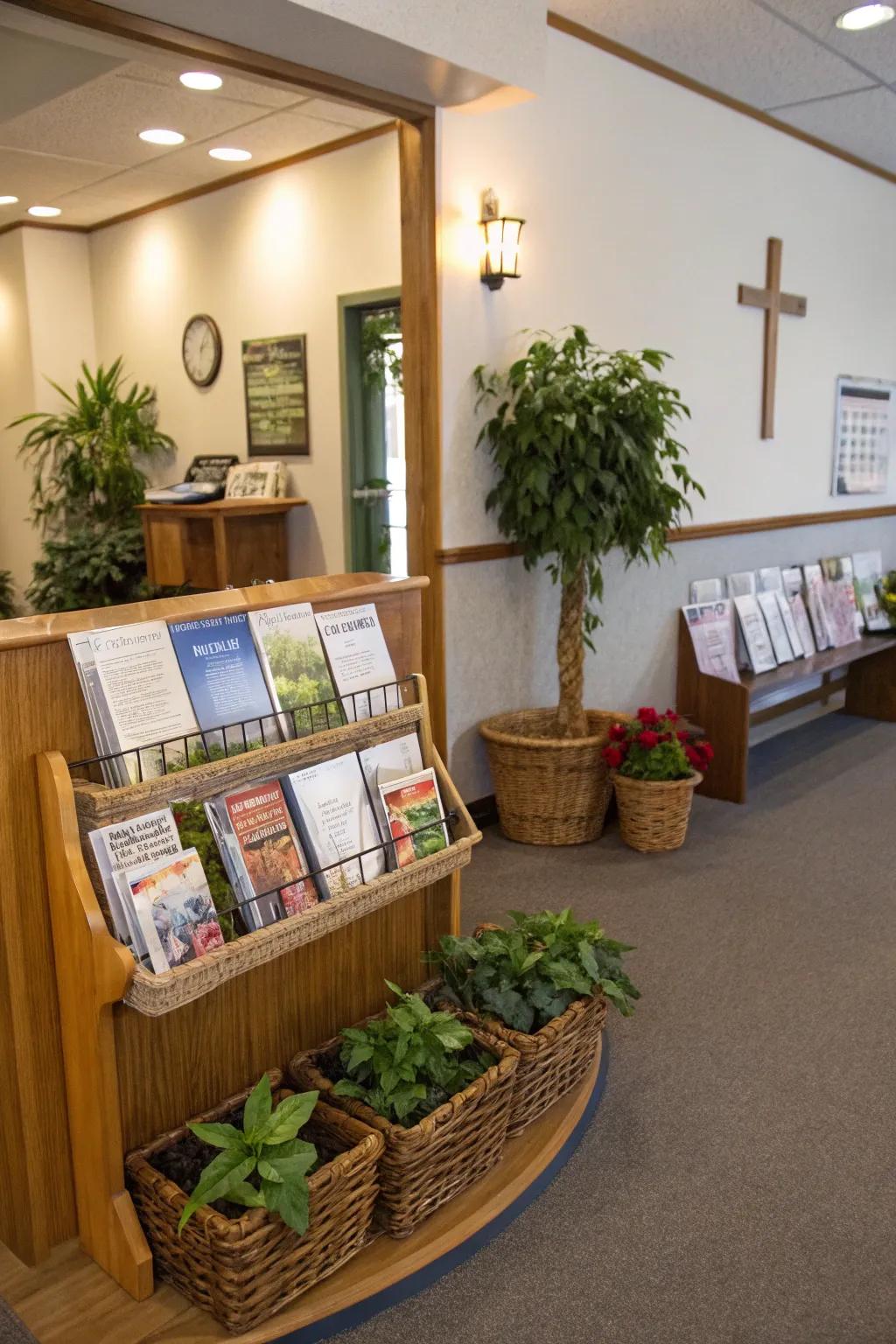 A welcoming station that greets guests with information and warmth.