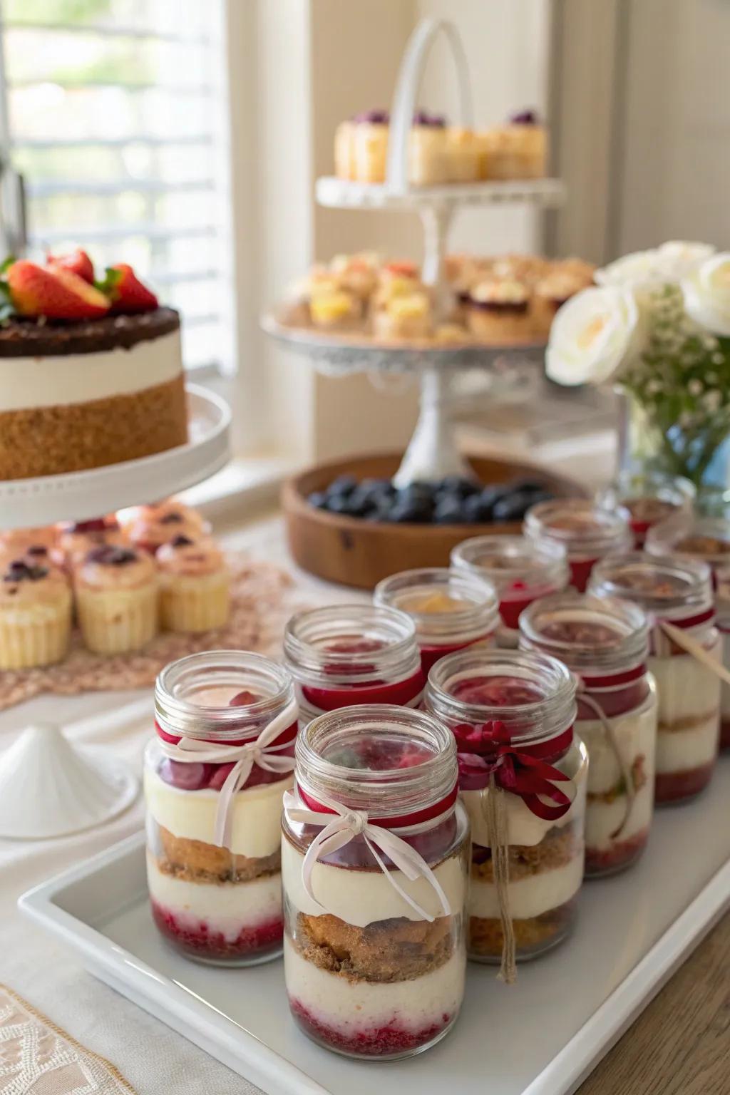 Layered sweet jars deliver a fashionable and personalized impression.