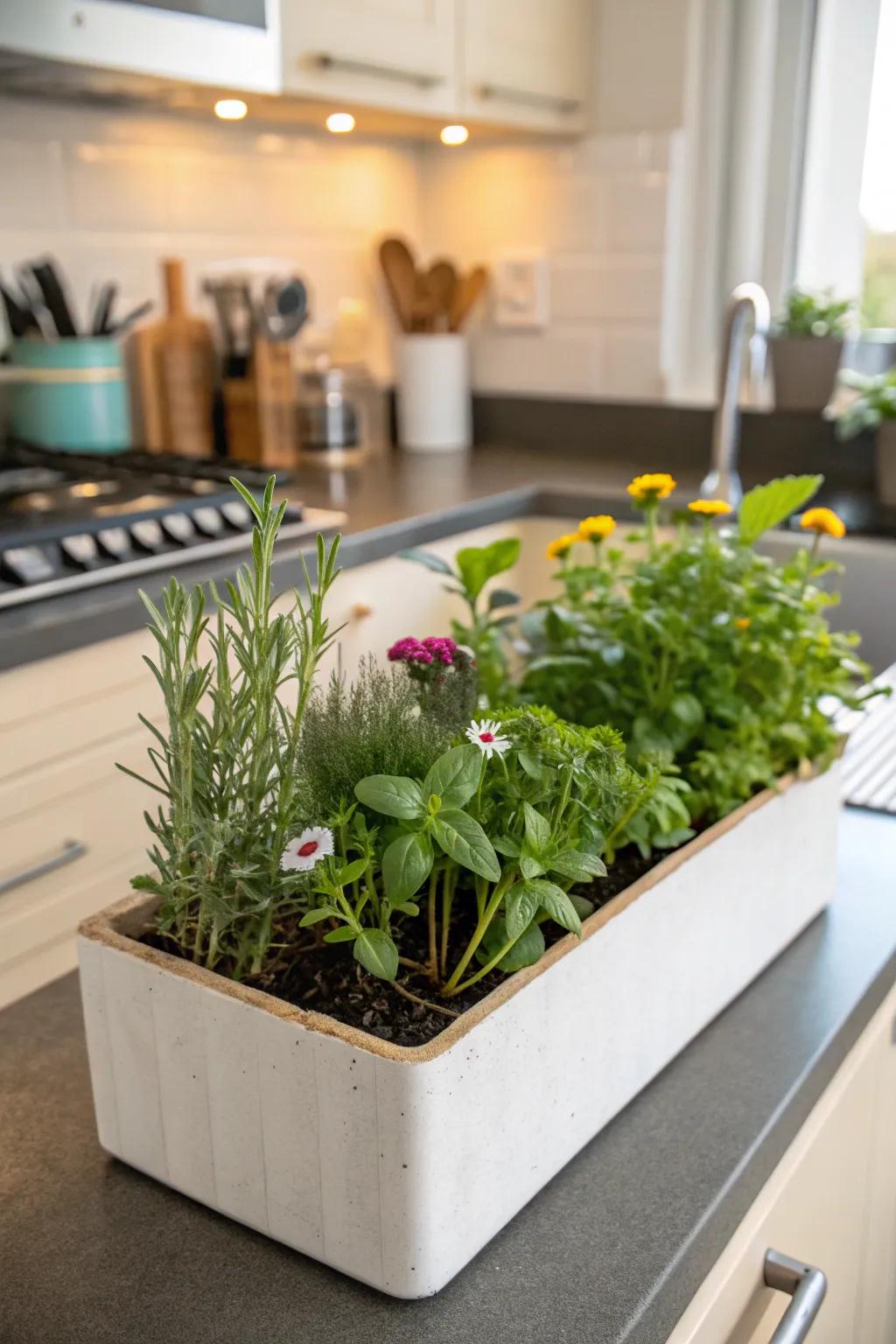 A scaled-down garden ideally suited for kitchen counters.