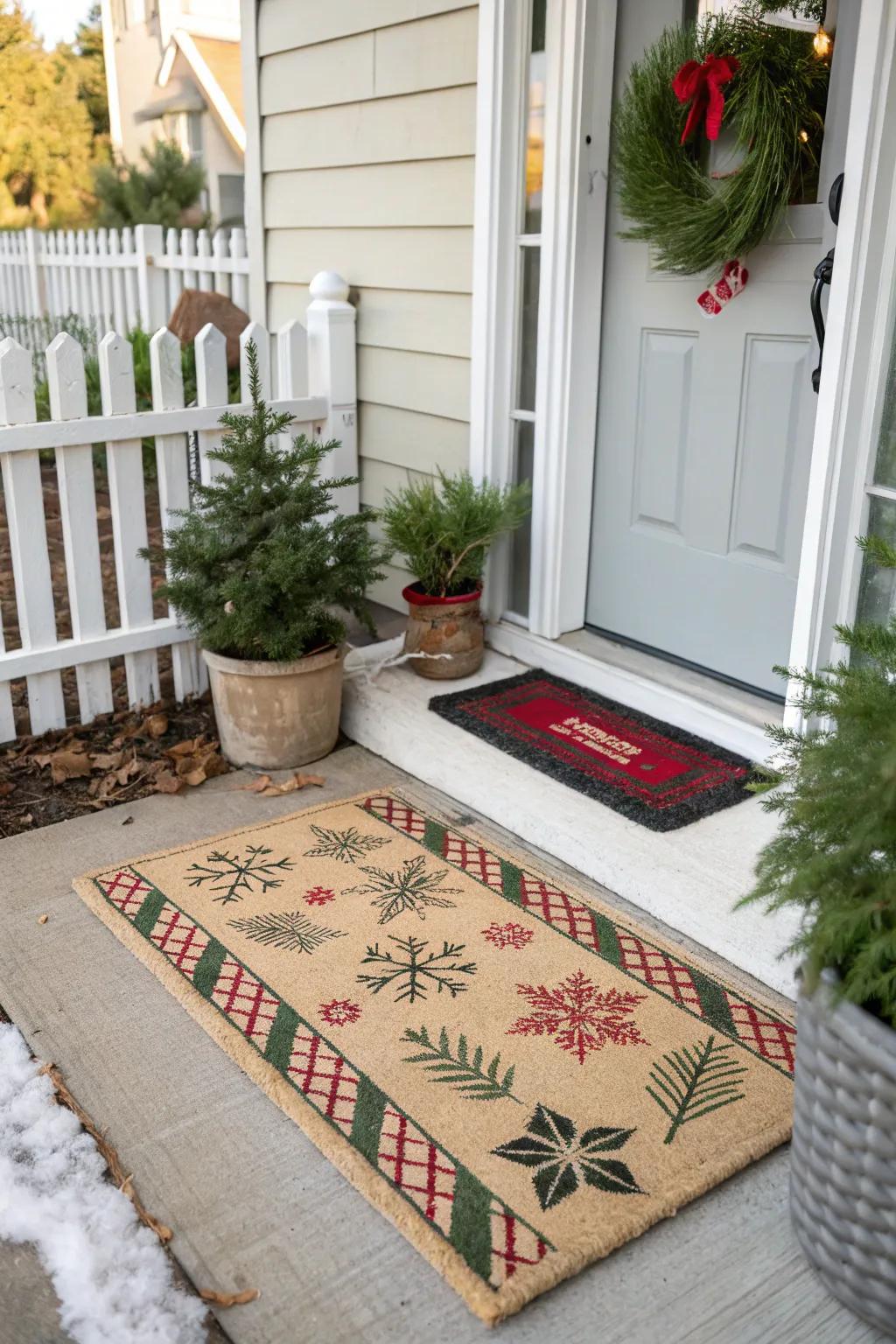 A festive floor covering is a simple way to spread holiday cheer.