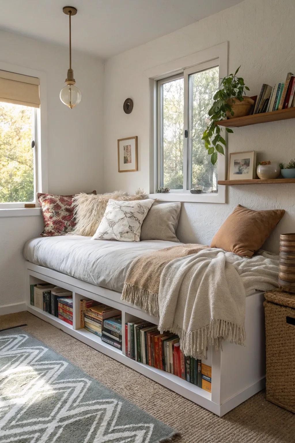 Versatile furniture optimizes space and utility.