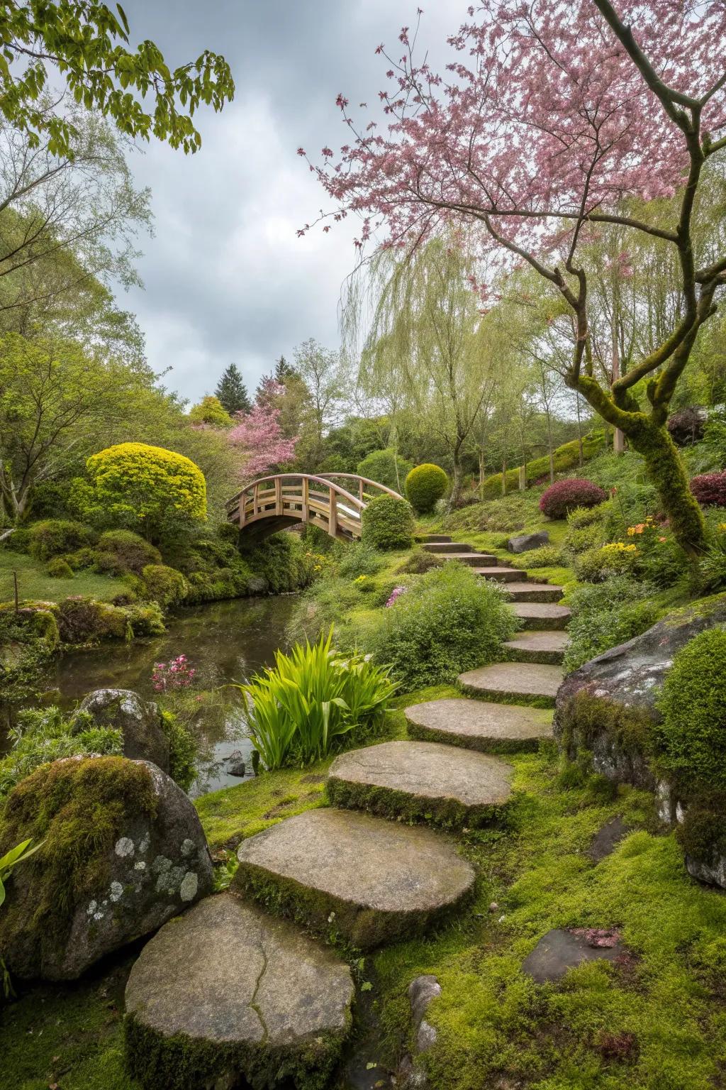 Stepping stones inspiring a relaxed, thoughtful stroll.