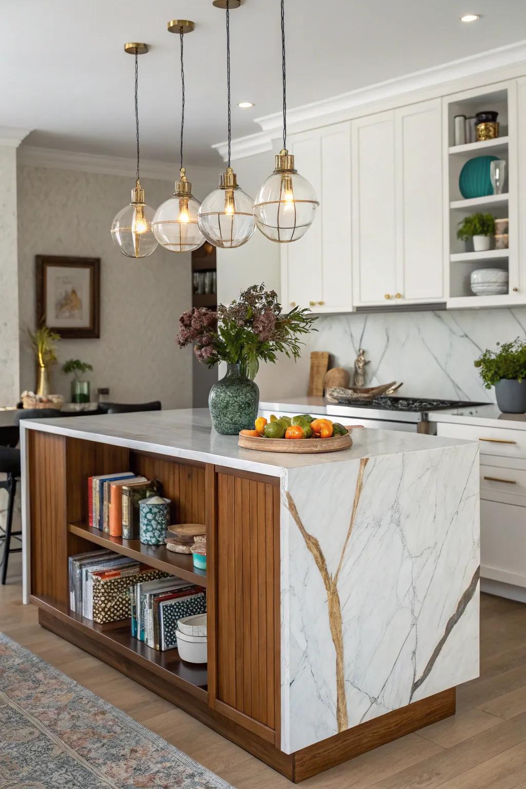 An attention-grabbing island that functions as an artistic centerpiece.