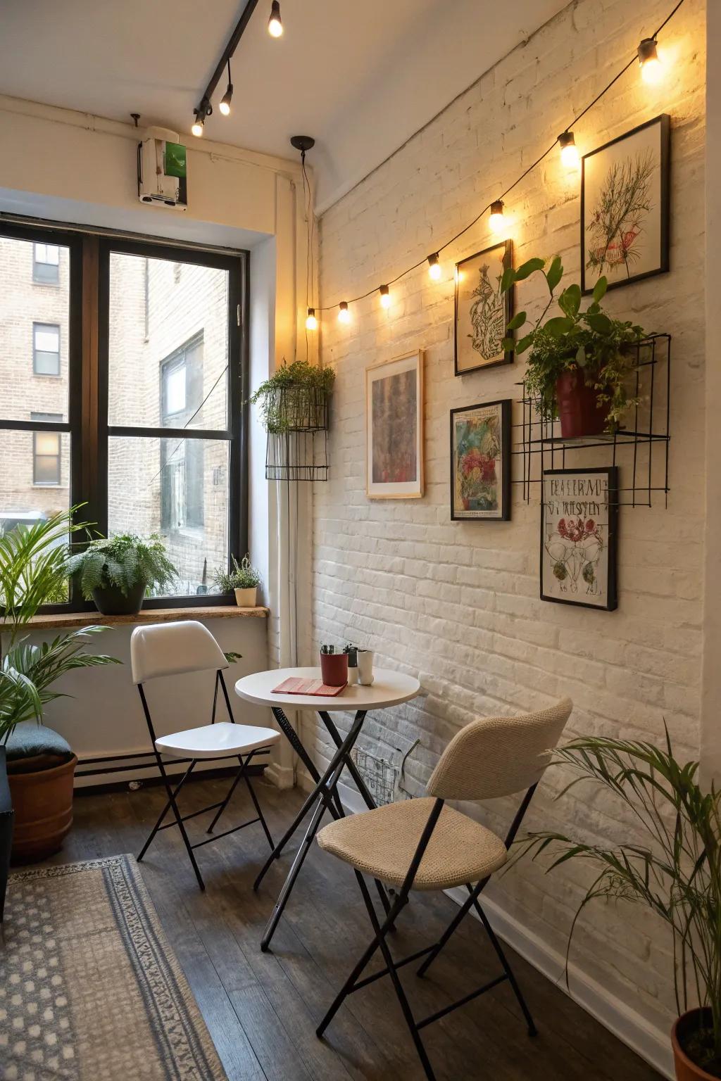 Compact seating provides comfort and saves space.