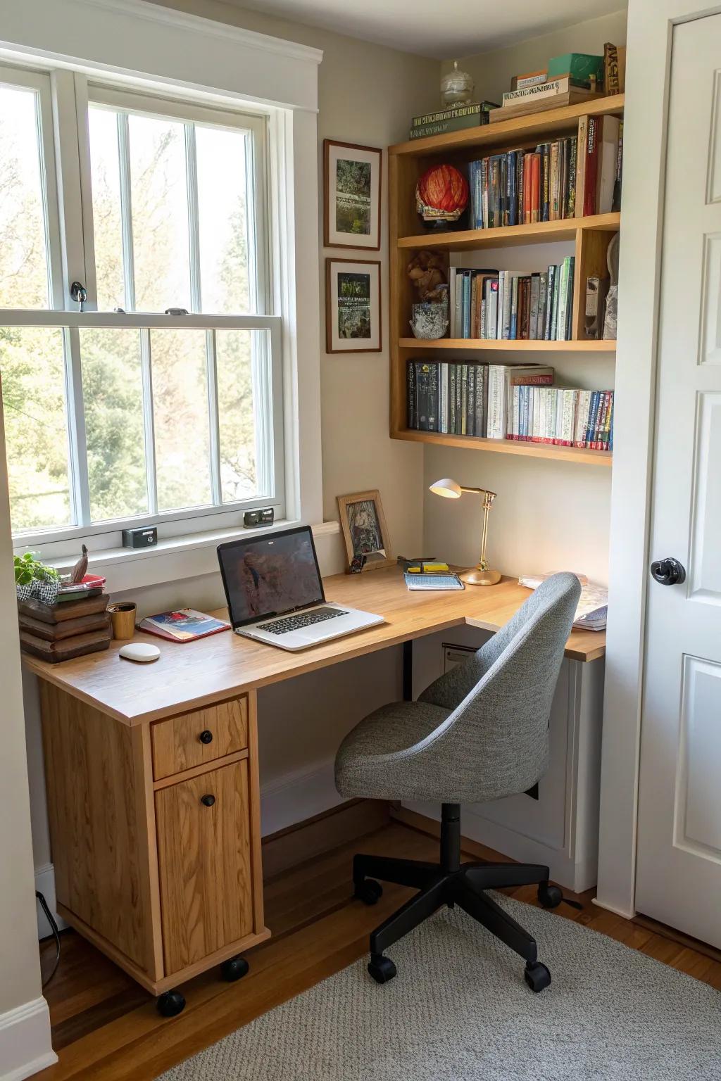 Corner desks take advantage of space effectively, turning ignored areas into useful work zones.