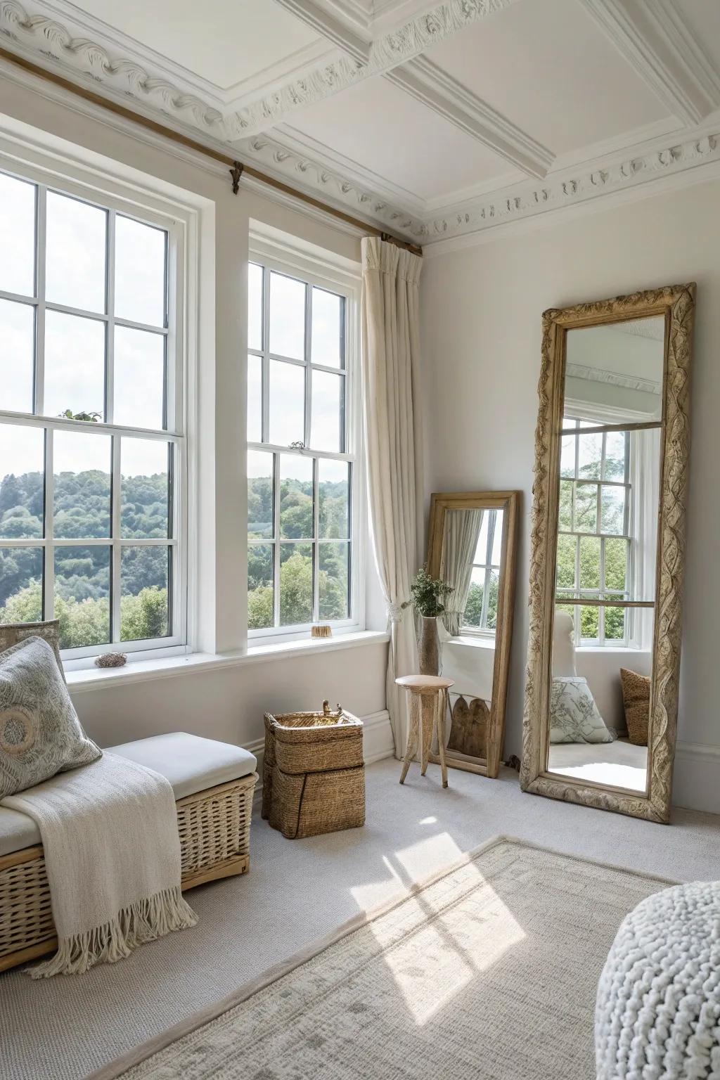 Mirrors and light combine to create the illusion of greater space.