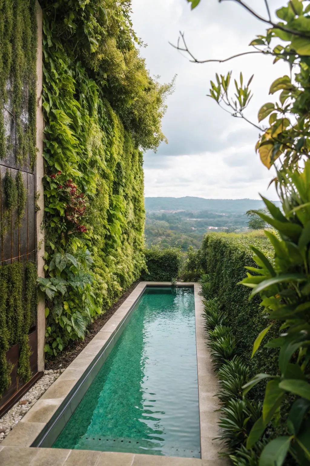 Upright plant life walls add solitude and charm.