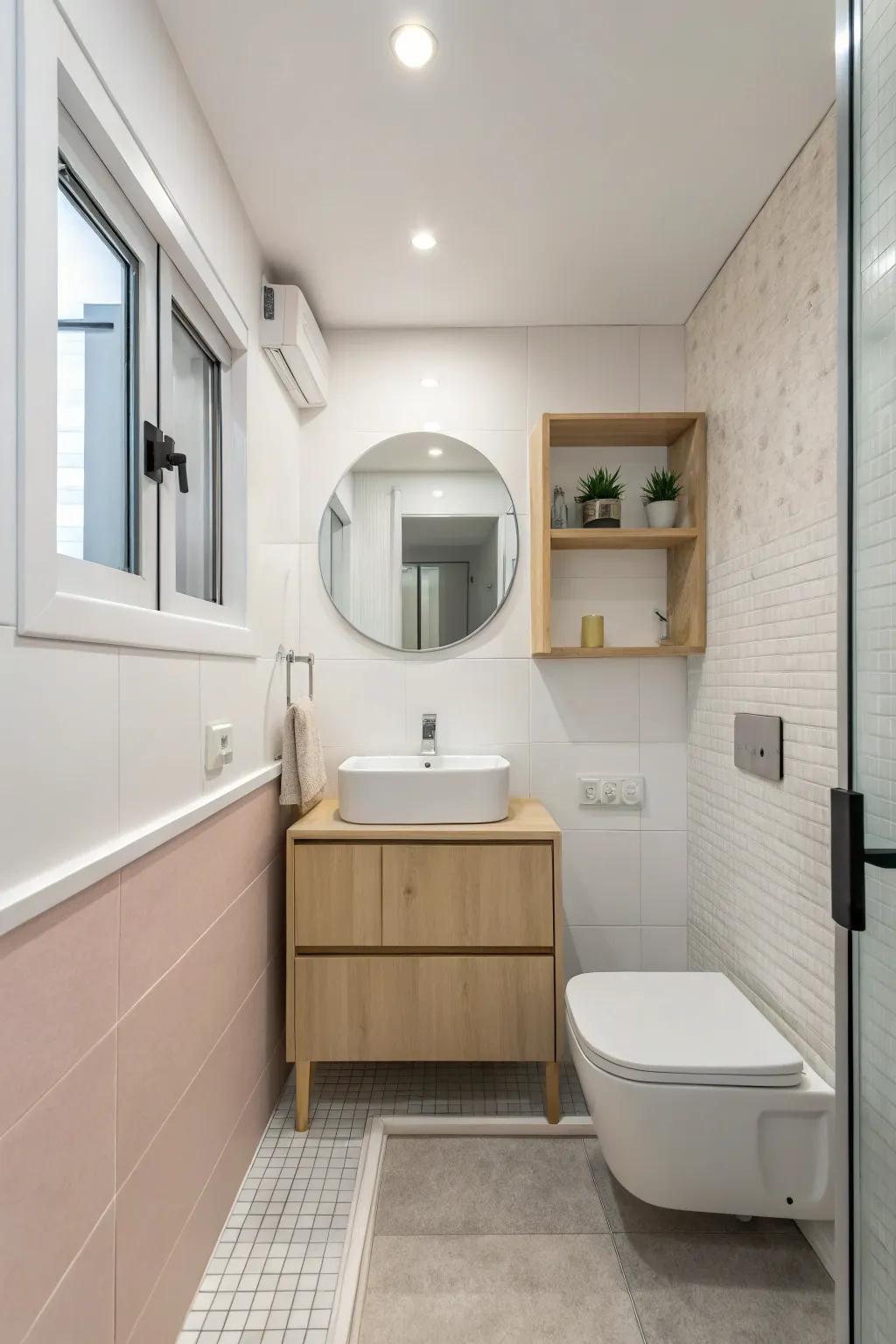 A light color scheme aesthetically broadens the area.