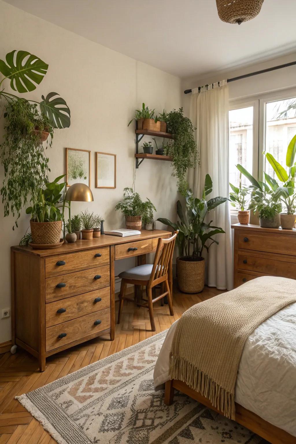 Natural components bring a calming, fresh sensation to your bedroom.