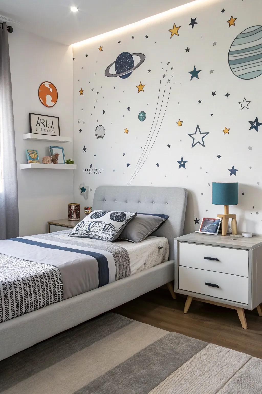 Future-forward furniture brings a modern feel to your cosmic haven.