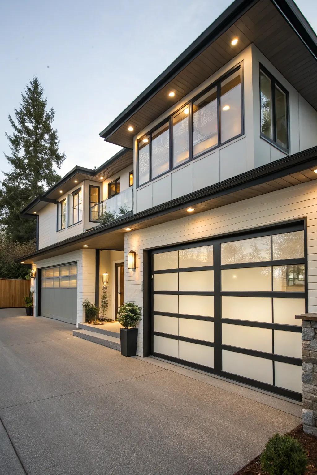 Curb appeal is improved by modern garage doors.