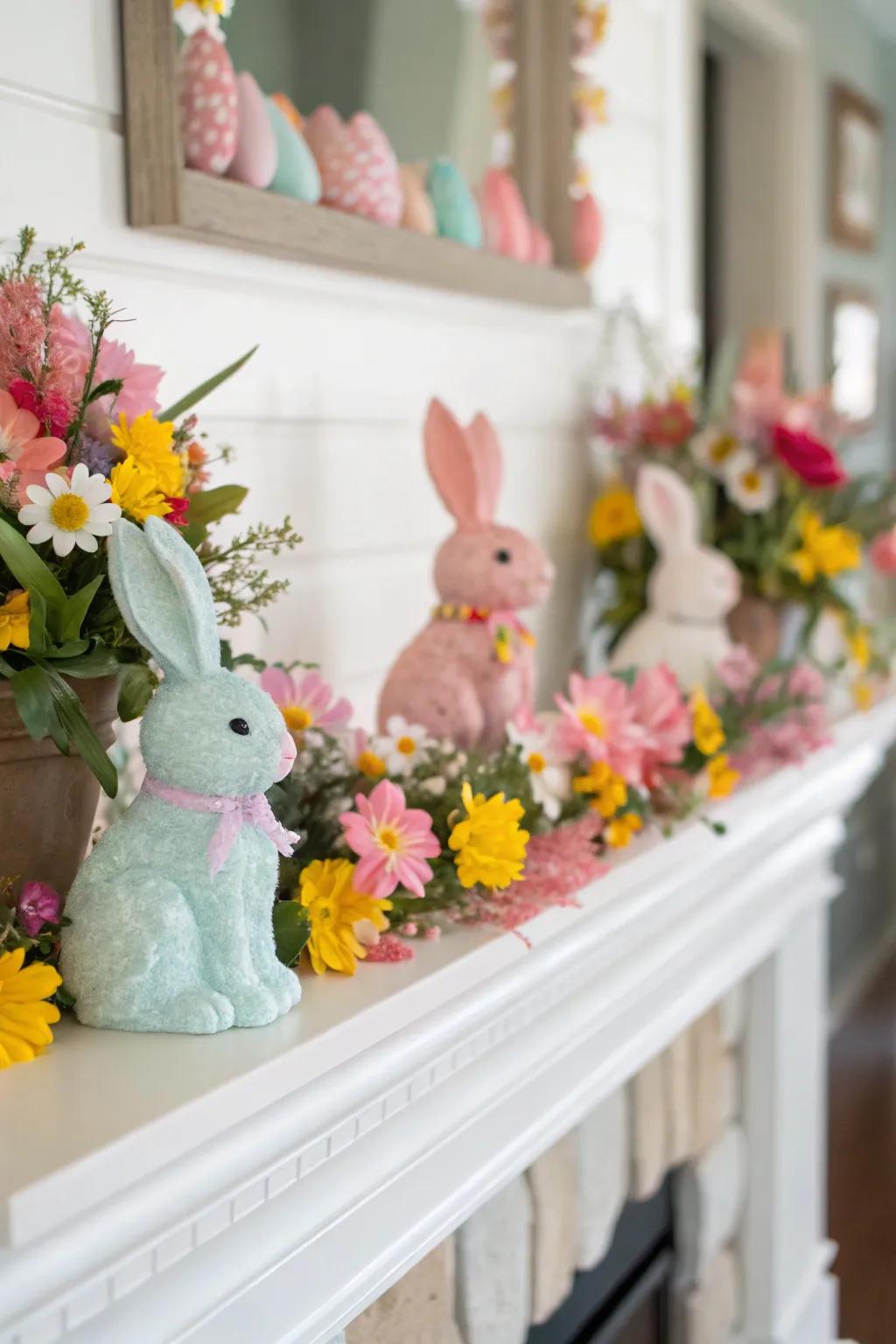 Rabbit decor contributes a fun touch to spring displays.