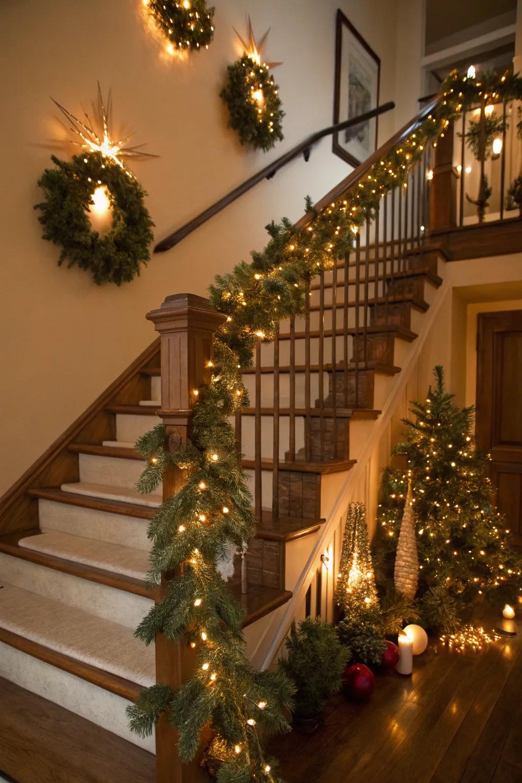 Celebrate the changing seasons with uniquely themed staircase decorations.