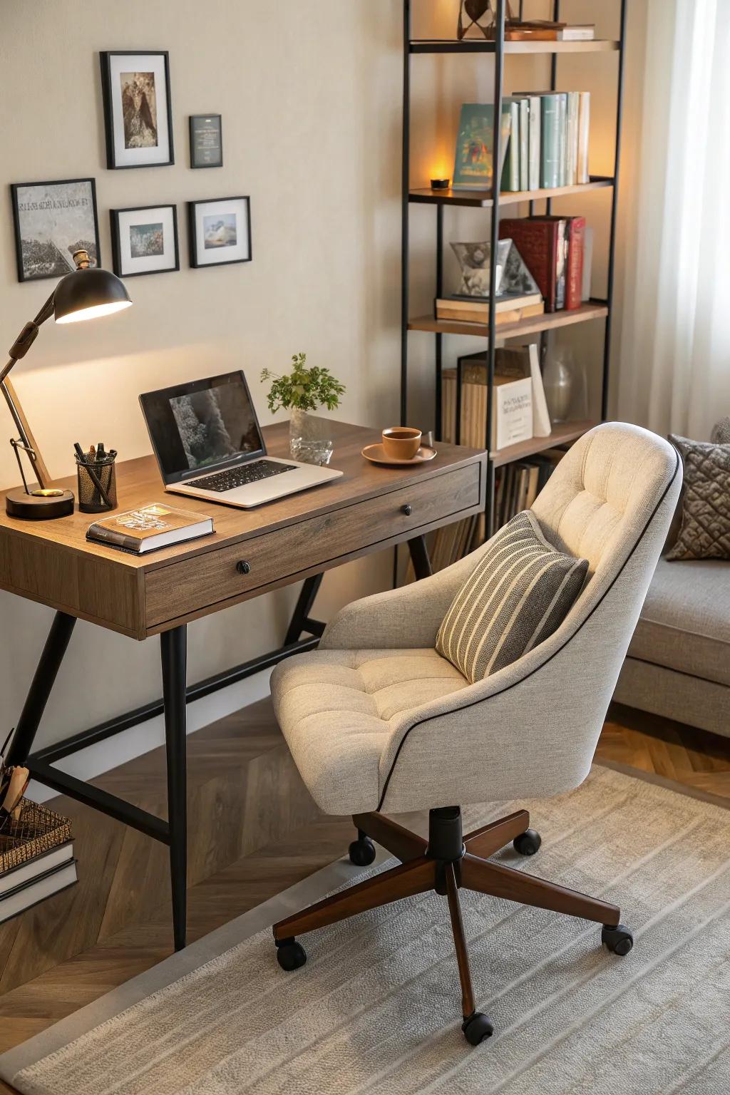 Comfortable seating is essential to a productive study area.