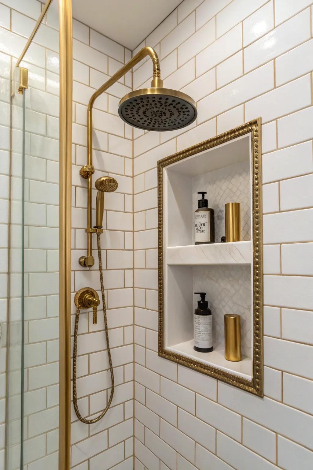 A lavish niche made luxurious with gold accents.