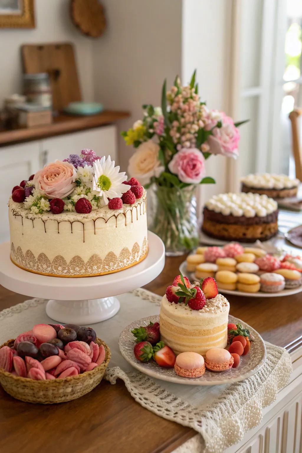 An enticing dessert arrangement to complement the birthday decorations.