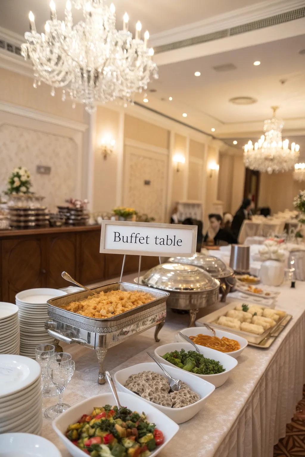 Elegant labeling improves the buffet experience.