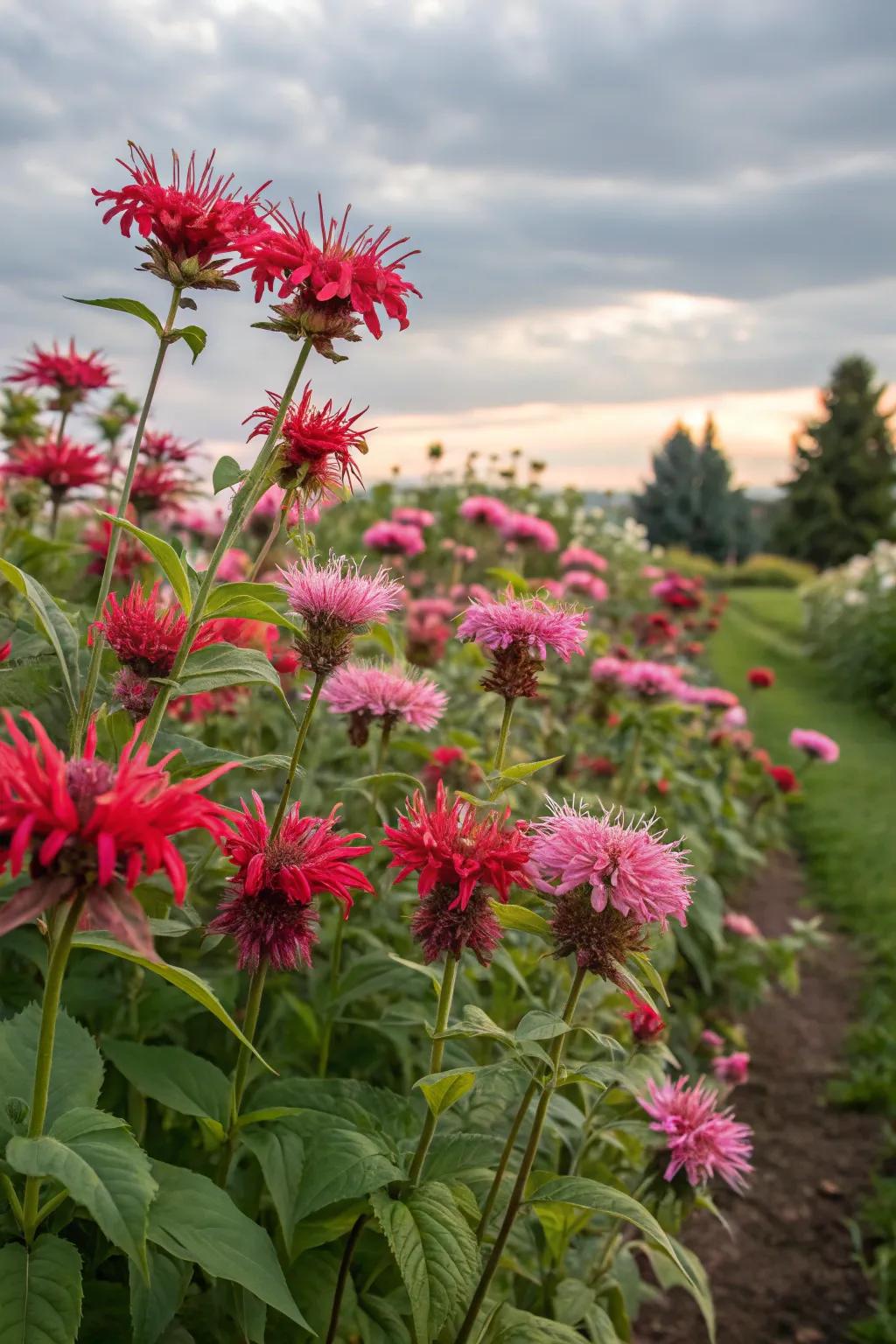 Bee balm flowers appealing to bees and also including a spicy aspect to your tea.
