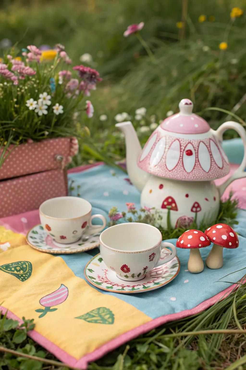 A novelty tea set with whimsical forms for a fun change.