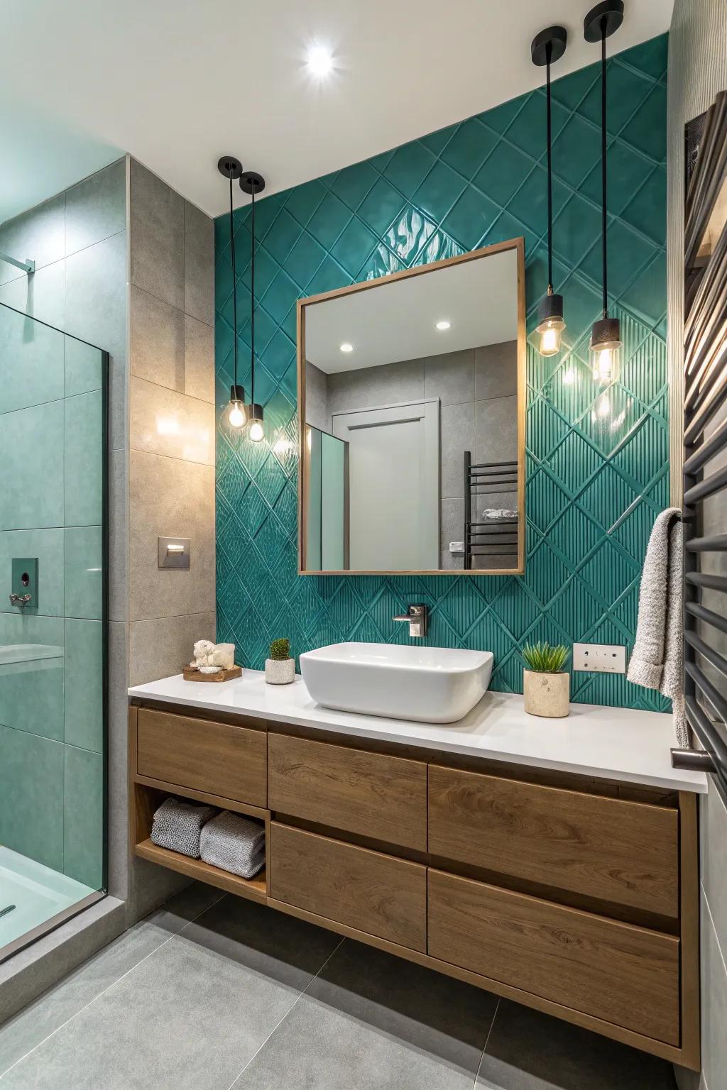 Underline your room with a striking seafoam accent wall.