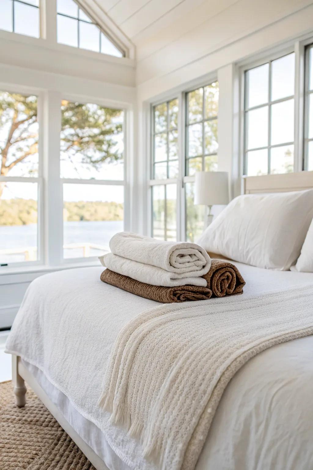 A neatly folded throw adds a touch of sophistication and order.