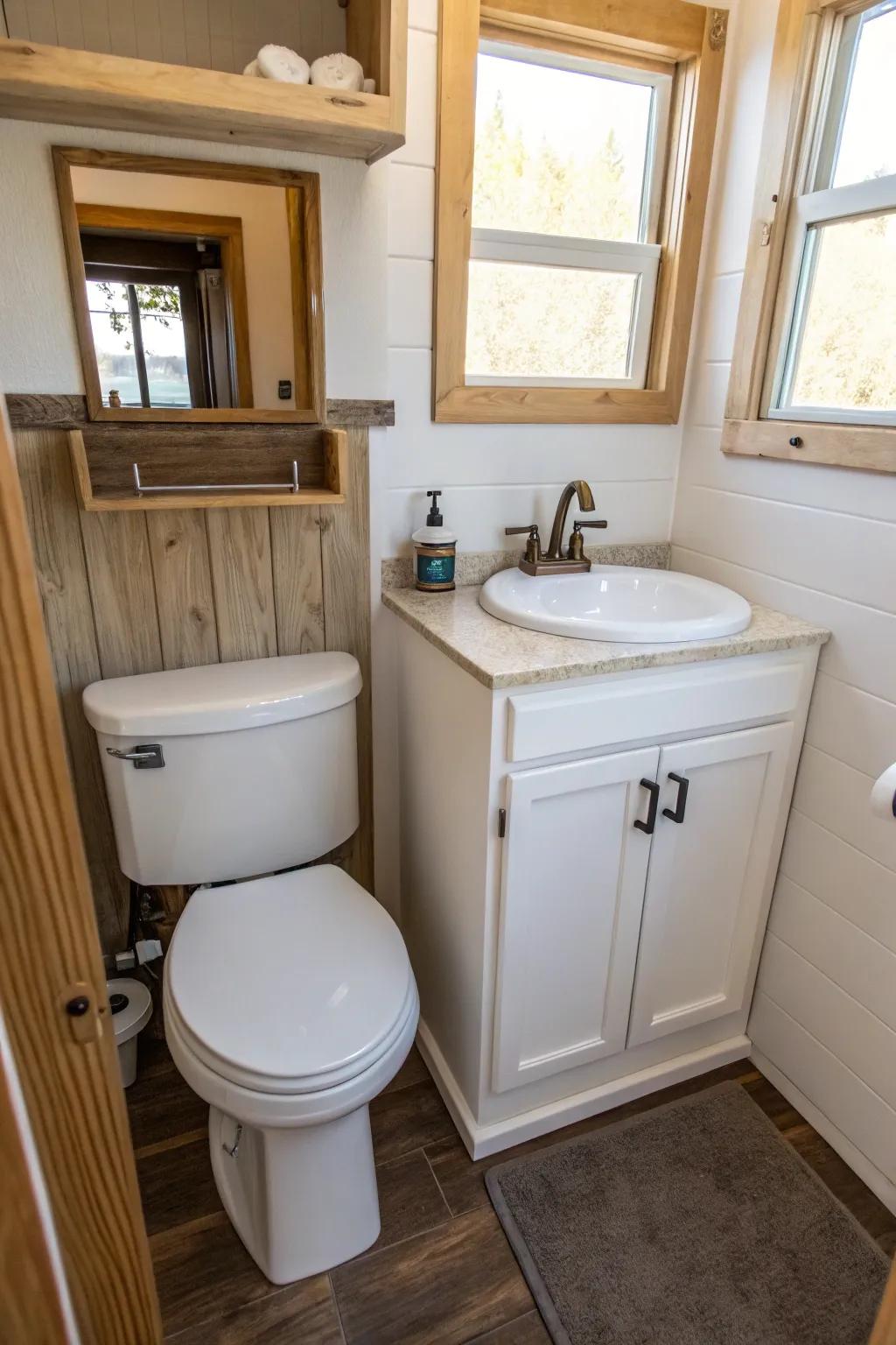 A toilet-sink combo cleverly conserves space and water.