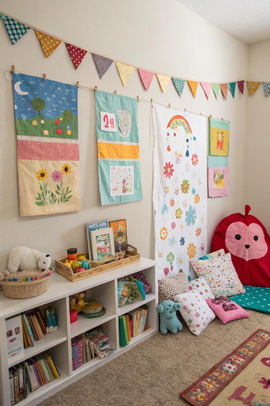DIY wall art adds a special touch to the room.