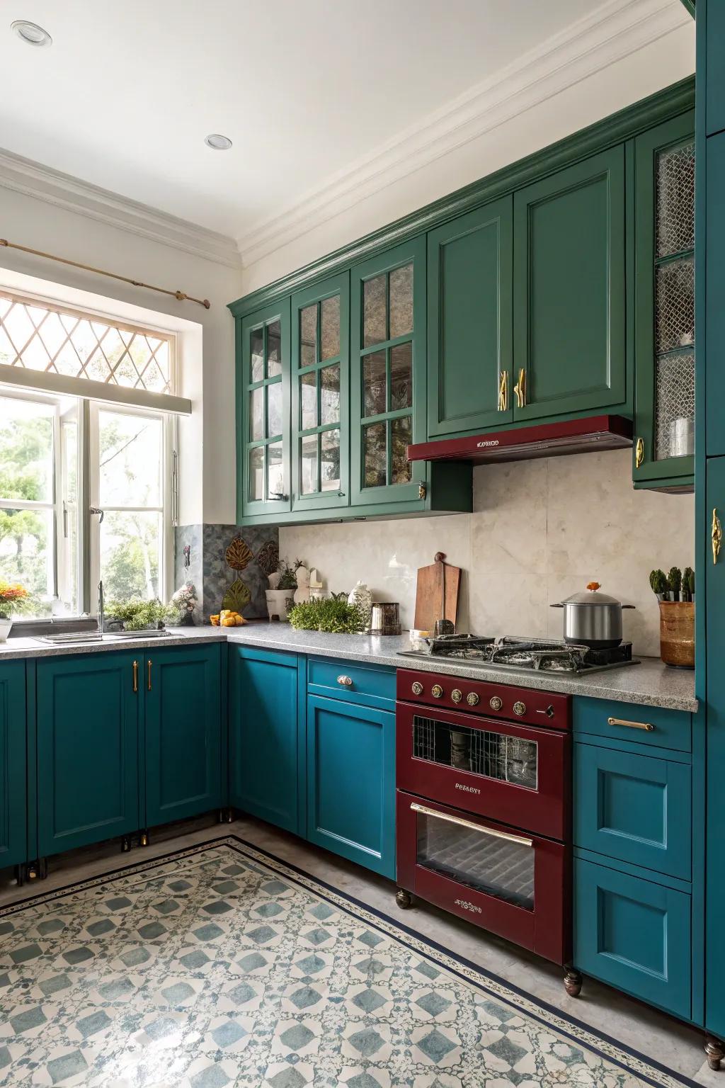 Bold hues like forest greens or sapphire blues can instill vibrancy and energy into your kitchen.