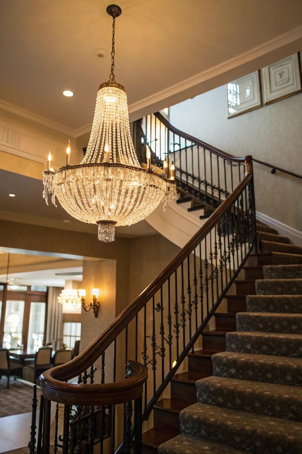 Statement lighting can transform the ambiance of your stairway.