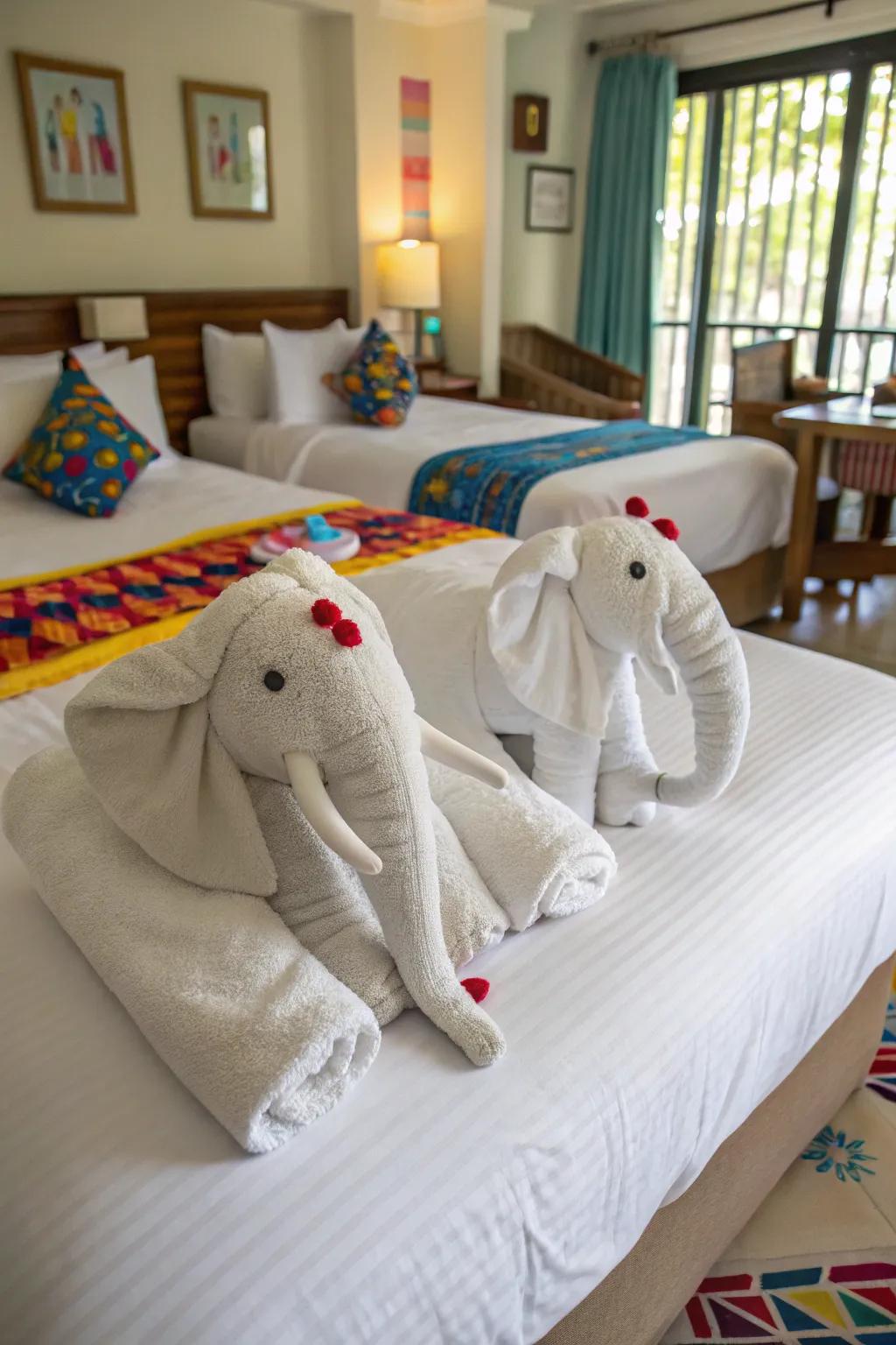 Incorporate playfulness through proboscidean-shaped textile creations.