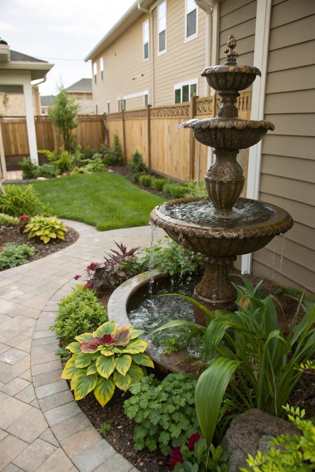 Introduce serenity with a water feature.