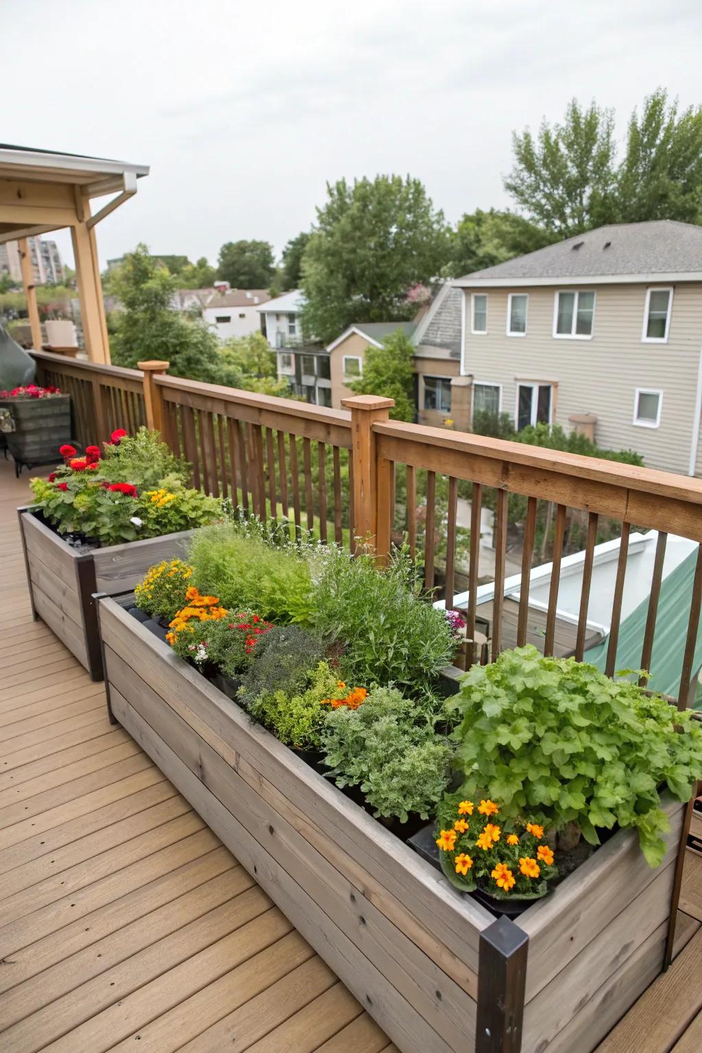 Planter boxes let you bring greenery right onto your deck.